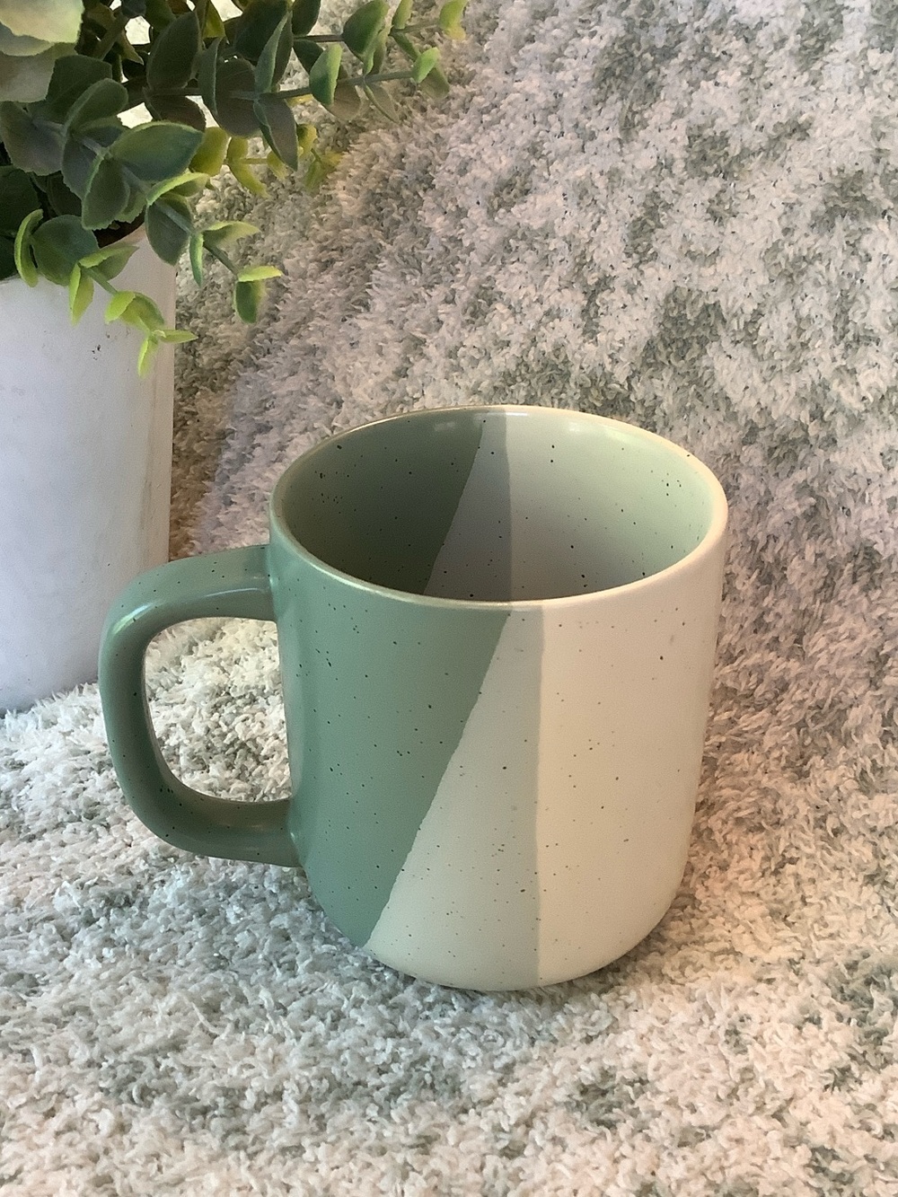 Better Homes & Gardens Three-Toned Sage Grey & Cream Speckled Ceramic Mug NWT 16